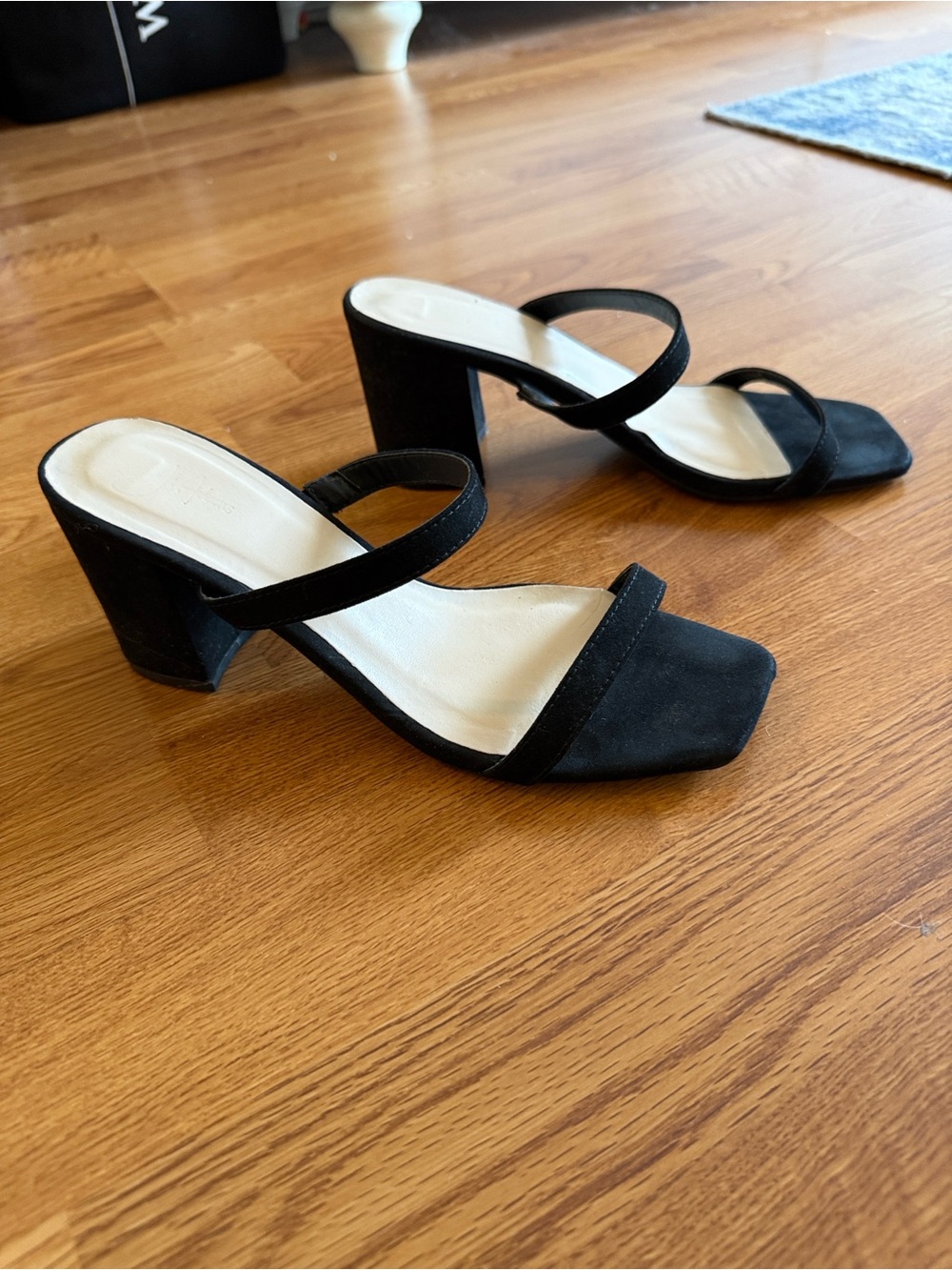 Black Strappy Block Heel Sandals